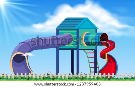 Playhouse at the playground illustration