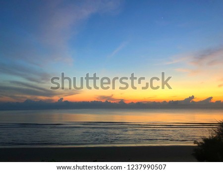 Sea and beach in the sunshine time near Pranburi, Prachuap, Thailand.