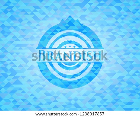 Brandish sky blue emblem. Mosaic background