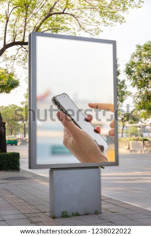 Mockup image of billboard screen posters and led light box in the street for advertising