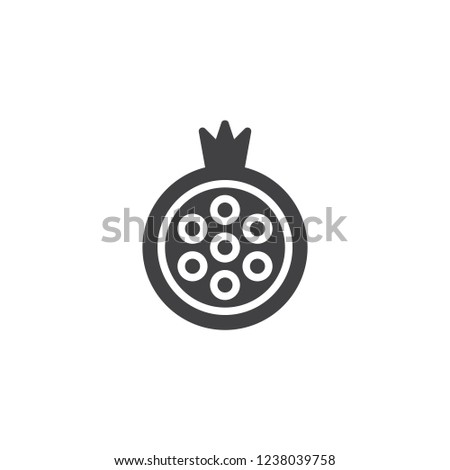 Pomegranate fruit vector icon. filled flat sign for mobile concept and web design. Simple solid icon. Pomegranate juice symbol, logo illustration. Pixel perfect vector graphics