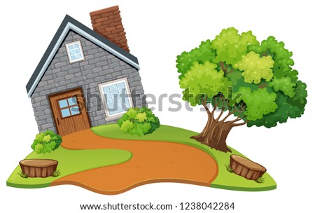 A stone house in nature illustration