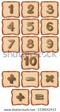 Number on wooden board illustration