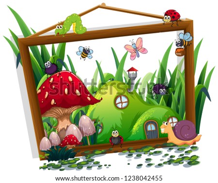 Insect on wooden frame illustration