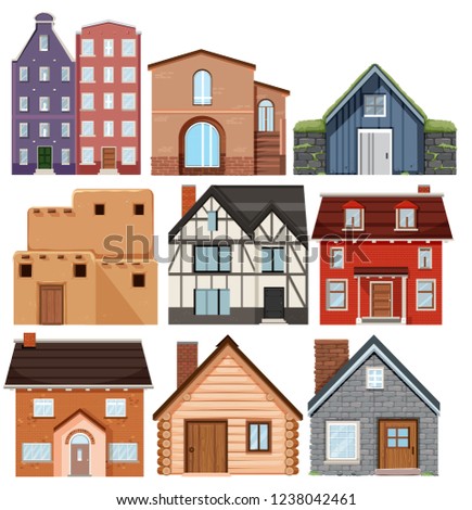 Set of different culture houses illustration