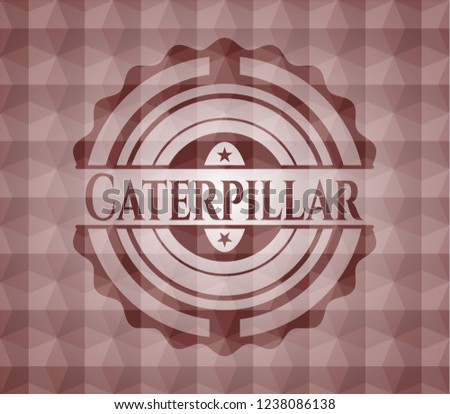 Caterpillar red emblem with geometric background. Seamless.