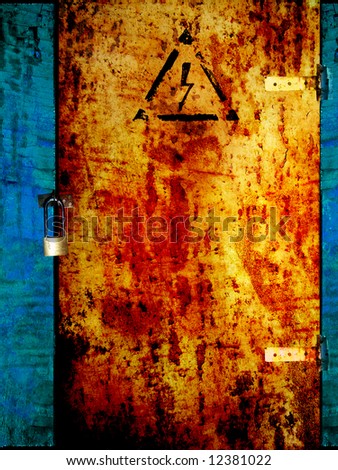 Old grunge rusty door, prohibited area