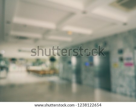 Background image blurred,Waiting room Inside the hospital,is blurred,Vintage colors picture.