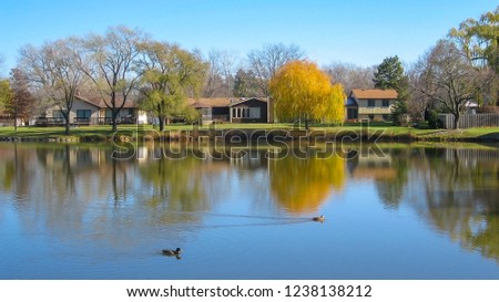 Lake View In The Suburb On A Sunny Day In Autumn