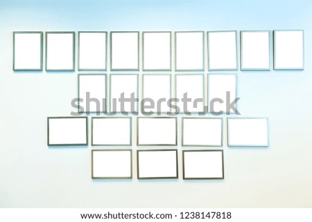 Blank certificate frames on a light background. Office decor white clipping path.