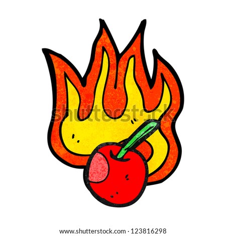 cartoon flaming cherry symbol