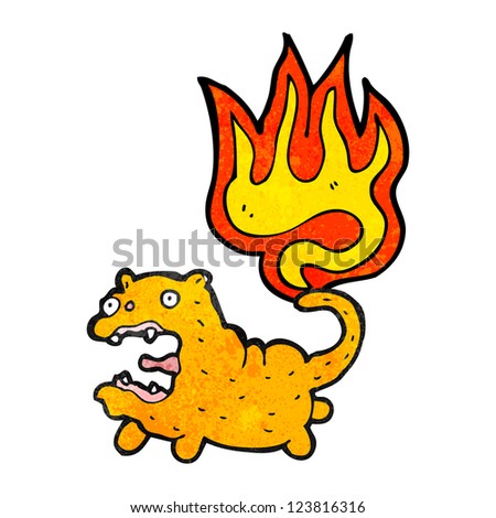 cartoon cat with burning tail