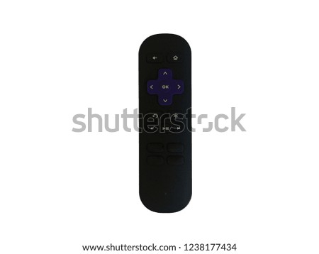 Black remote control round shape isolated on white background