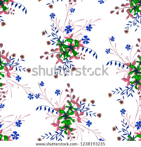 Little Floral Seamless Pattern with Cute Wildflowers. Girlie Natural Background in Rustic Style with Small Blossoms of Daisy Flowers. Vector Ditsy Pattern for Wallpaper, Linen. Floral Texture
