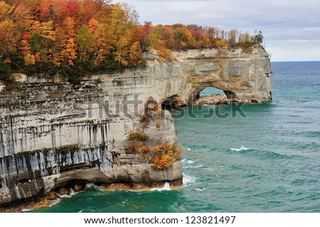 Grand Portal Point Pictured Rocks National Lakeshore.  Michigan Autumn