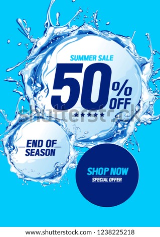 Vector background. Summer sale with water waves circle. You can place relevant content in the area.
