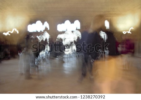 ghosts of tourists in the Alhambra, Generalife, Nasrid palaces, Granada, Spain, artistic  photographic sweep,sensation of movement, blurred people, impressionist photography, abstract, atmosphere, 