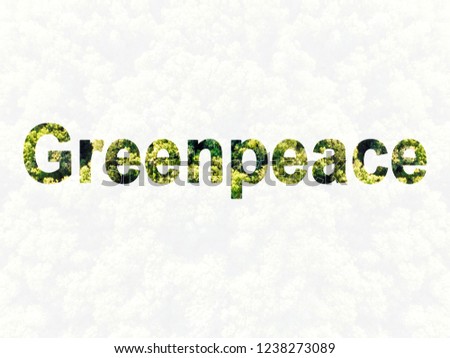 an greenpeace inscription, from trees photographed from the air Royalty-Free Stock Photo #1238273089