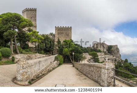 The Castello del Balio o Pepoli located in Erice, Trapani, Sicily, Italy Royalty-Free Stock Photo #1238401594