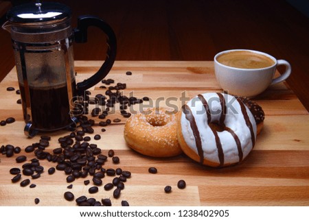 presentation of fruit and chocolate donuts