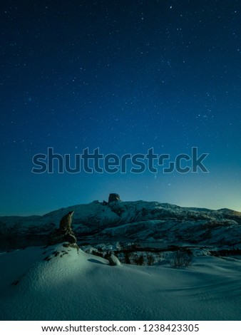 Winter scene from northern Norway with the light from a full moon.