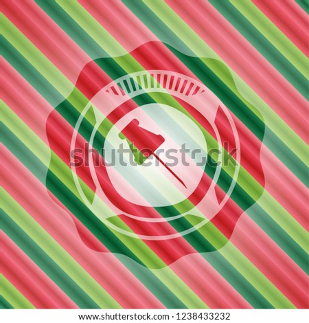 paper pin icon inside christmas colors emblem.
