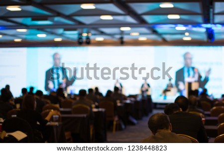 Panel on Stage during Discussion Event. Debate with Experts during Conference Seminar Presentation. Successful Executives and Entrepreneur Speakers and Presenters in Conference Hall Lecture Series.
 Royalty-Free Stock Photo #1238448823