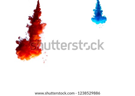 abstract formed by color dissolving in water over white background
