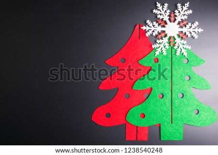 Christmas decorations on black background with copy space.Christmas day concept