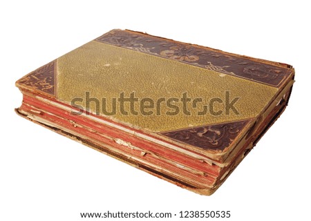 old yellow book on a white background, isolated 
