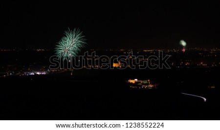 Beautiful fireworks on lake Garda during the wine festival in Italy
