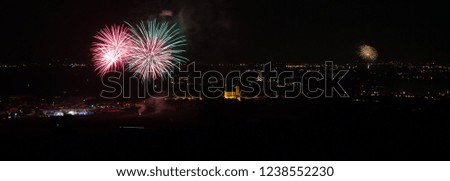 Beautiful fireworks on lake Garda during the wine festival in Italy