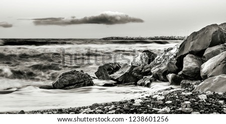 Morning on the beach after the storm Royalty-Free Stock Photo #1238601256