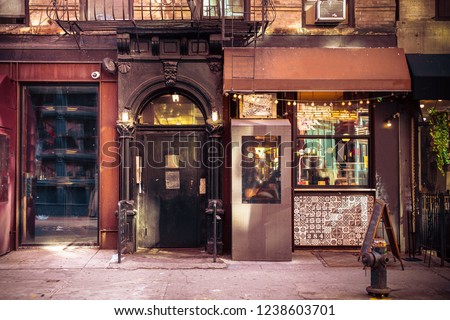 Storefronts from old New York City building exterior