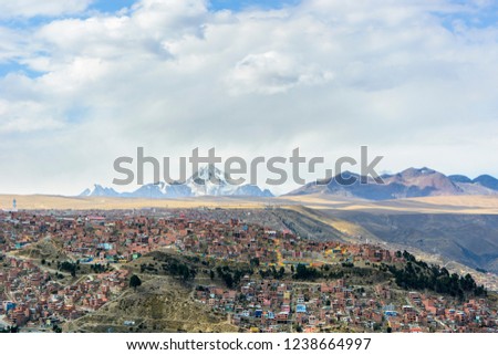 El Alto on the Andes background. La Paz, Bolivia