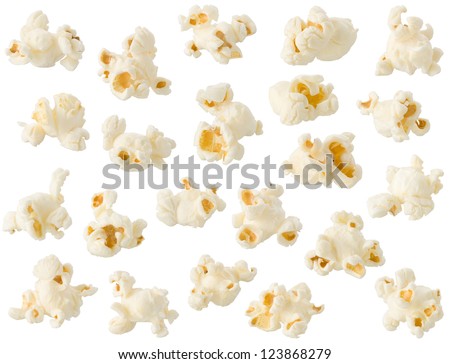 Popcorn isolated on white background Royalty-Free Stock Photo #123868279