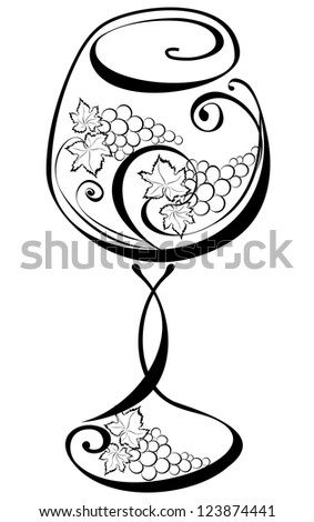 Wineglass with grapevines