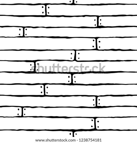 Seamless vector pattern with hand-drawn old planks. Black contour on white background. 