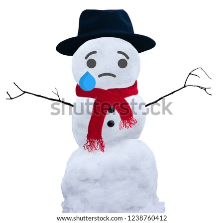 Cartoon Snowman Emoji Christmas Card Illustration. Set of Emoticon. Vector Isolated Xmas Snowman Illustration on White.
