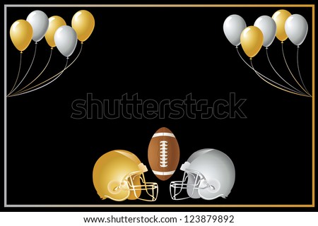 Vector Illustration of a gold and silver football design with helmets.