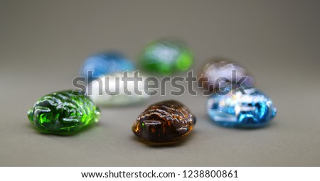 Colored glass turtles