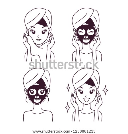 Drawing facial procedures moisture mask and look younger.