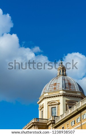 The Basilica of Santa Maria Maggiore on Blue Partially Cloudy Sky Background. Rome, Italy