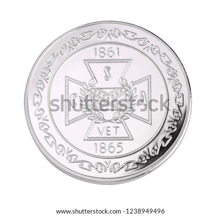 American Civil War coin isolated on white background