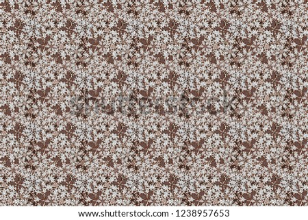 Doodle flowers seamless pattern. Art inspiwhite, brown and black style flowers and leaves background. White, brown and black hand drawn pattern. Raster pattern.