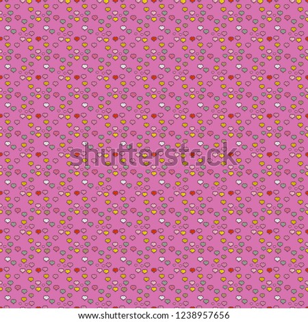 Cute hearts love on pink, purple and neutral colors on nice background. Seamless Sixties style mod pop art psychedelic colorful Love text design.