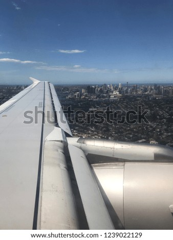 spectacular aerial view of Sydney Harbour from aeroplane (taken on November, 2019)