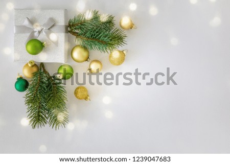 A Christmas decoration white background with gift box