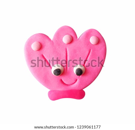 Plasticine cute pink shell  isolated on a white background. Clipping path.