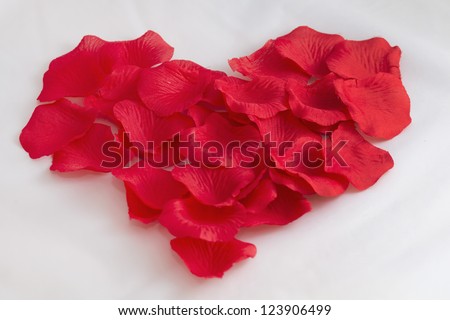 Heart Laid rose petals